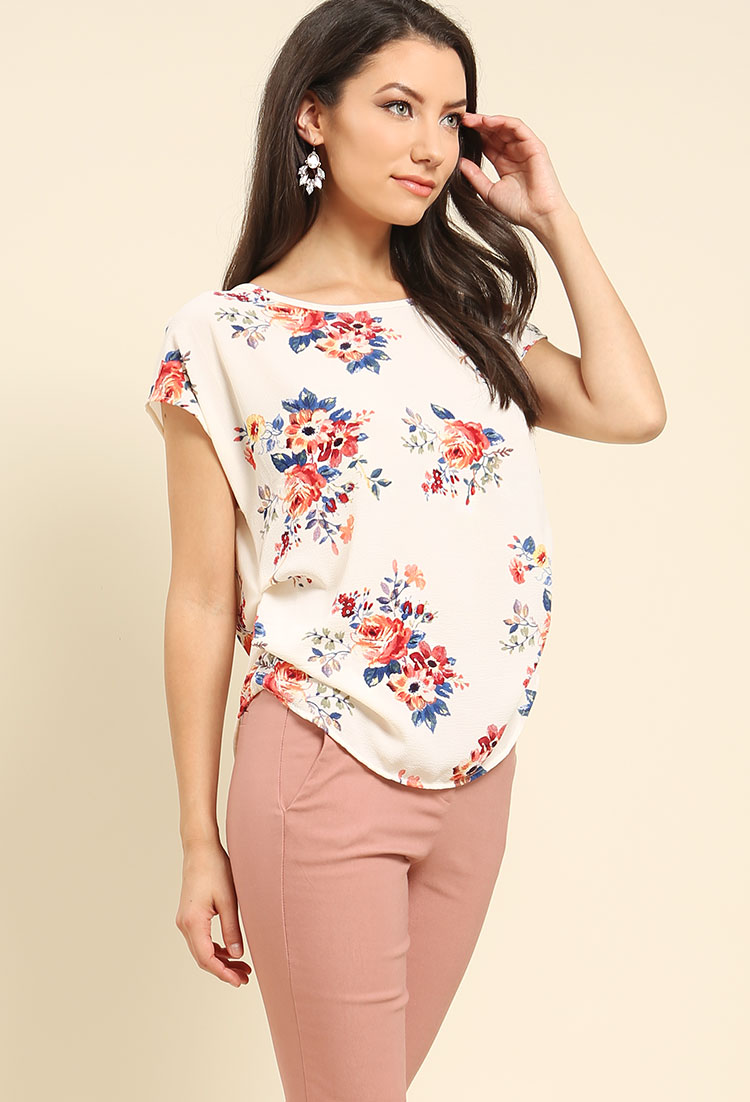 Ruched Floral Print Top