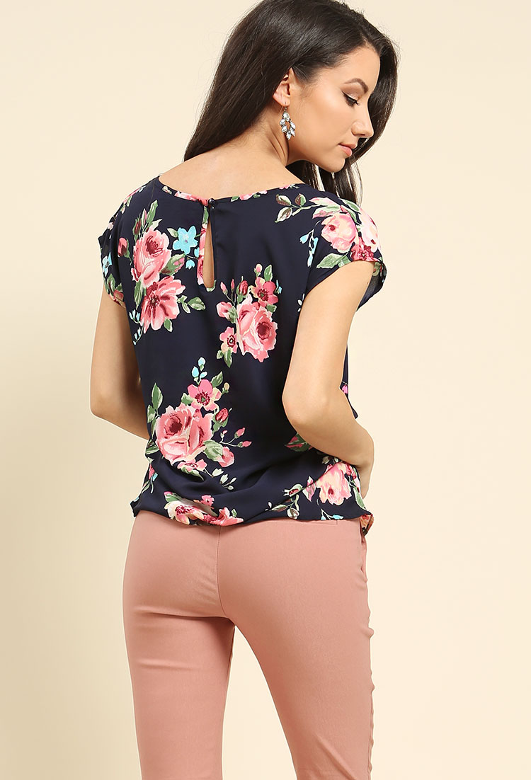 Ruched Floral Print Top