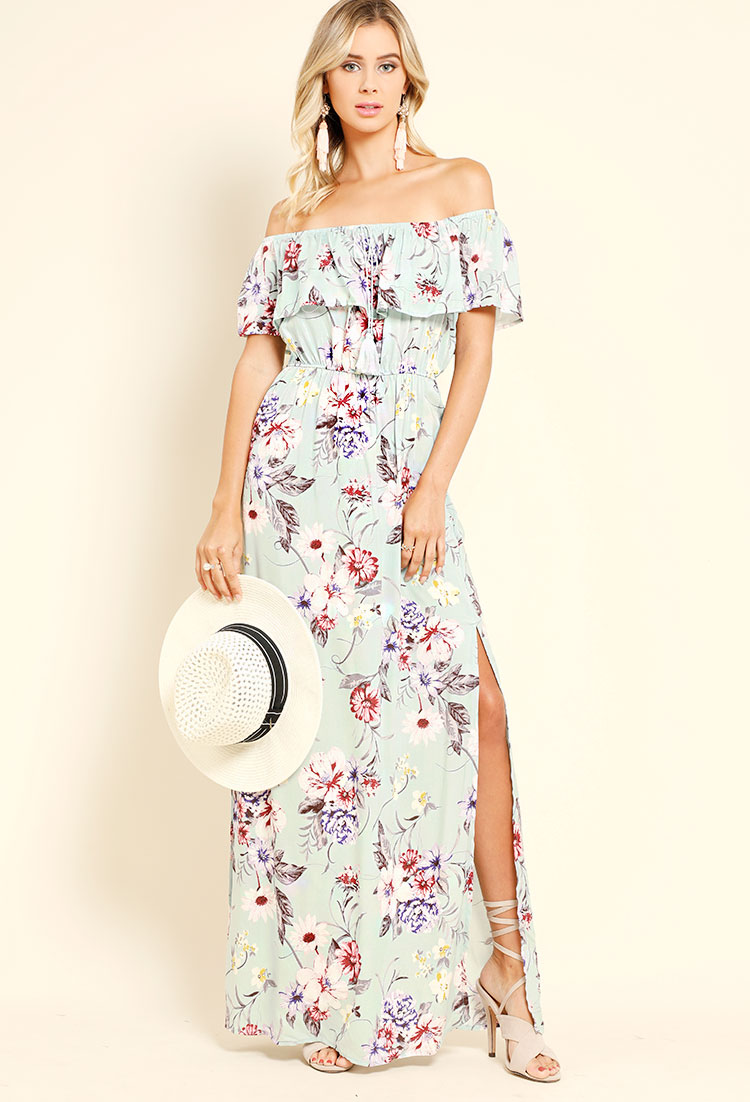 Floral Print Side-Slit Maxi Dress