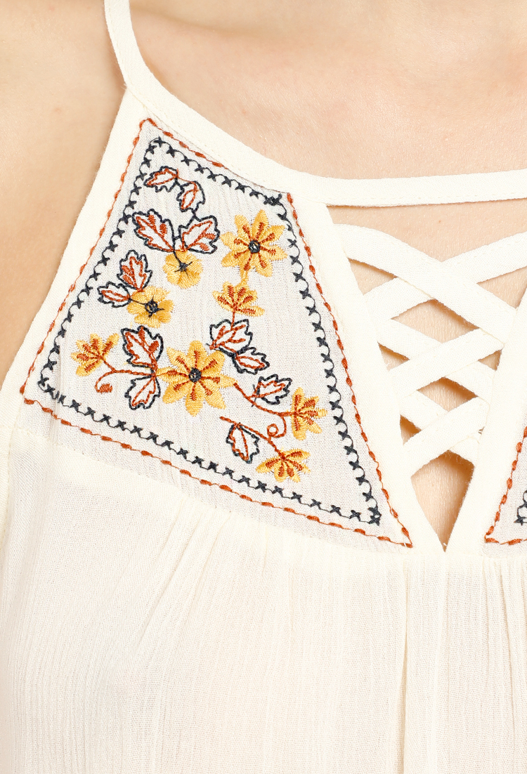 Embroidered Crisscross-Front Cami