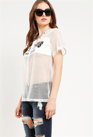 Reckless University Lace Up Graphic Top 