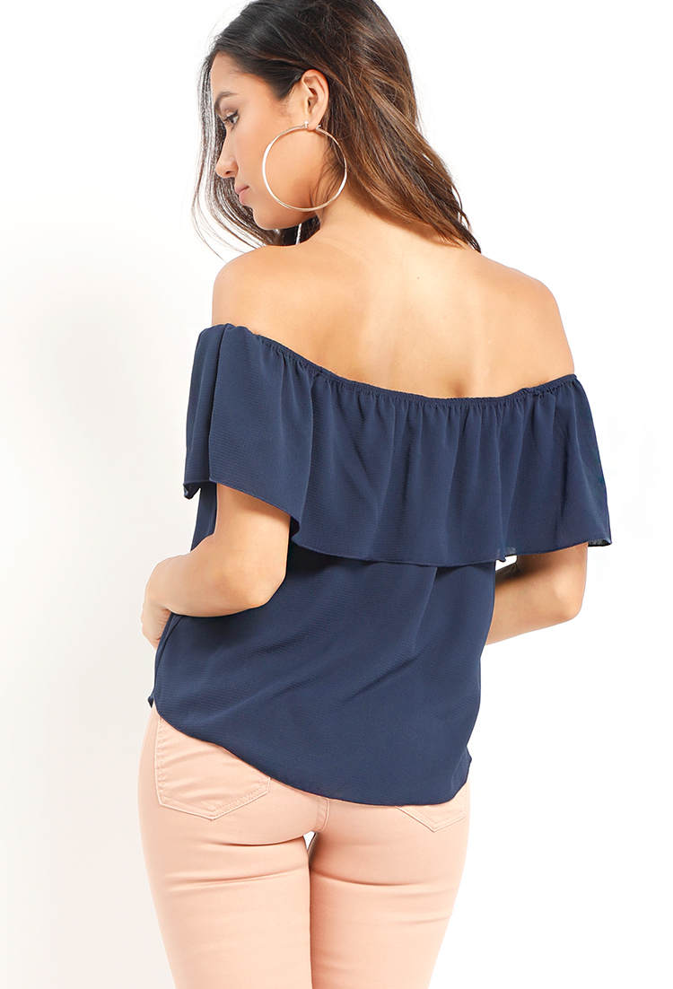 Off-The-Shoulder Embroidered Accented Top 