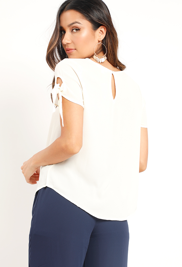 Self Tie Sleeve Accented Top 