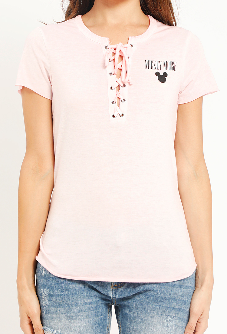 Lace-Up Mickey Mouse Graphic Tee
