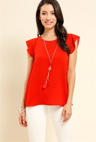 Open Back Accented Blouse With Necklace 