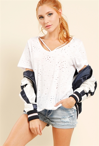 Distressed Strappy Tee