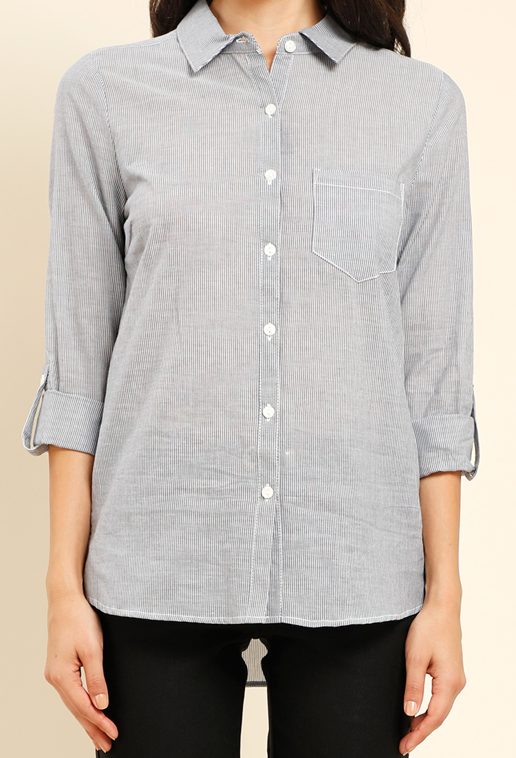 Pinstripe Button-Up Shirt