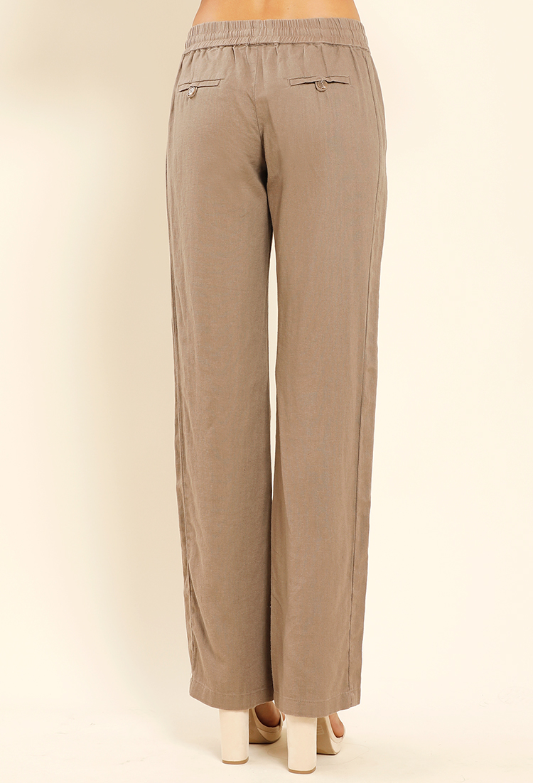 Drawstring Linen-Blend Pants