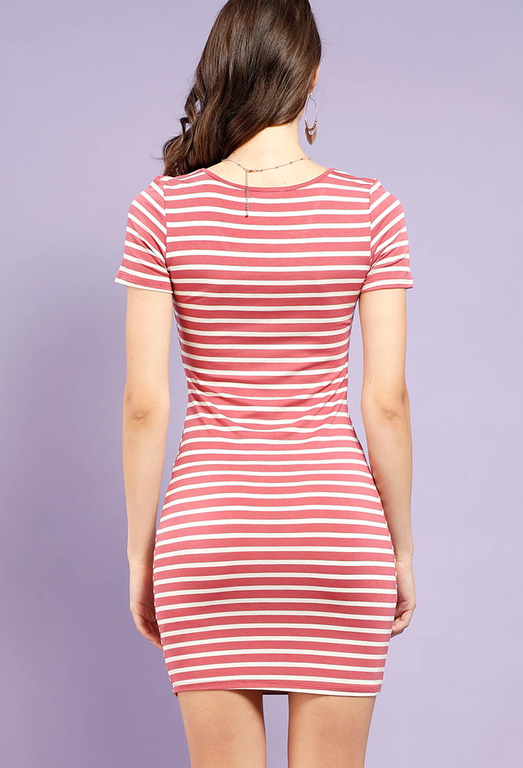 Striped Lace-Up Mini Dress