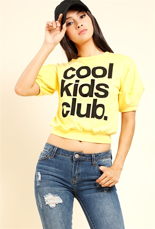 Cool Kids Club Graphic Puff-Sleeve Top