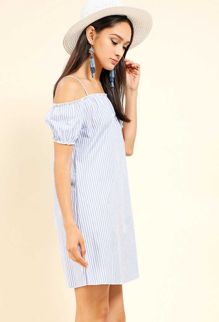 Striped Open-Shoulder Dress