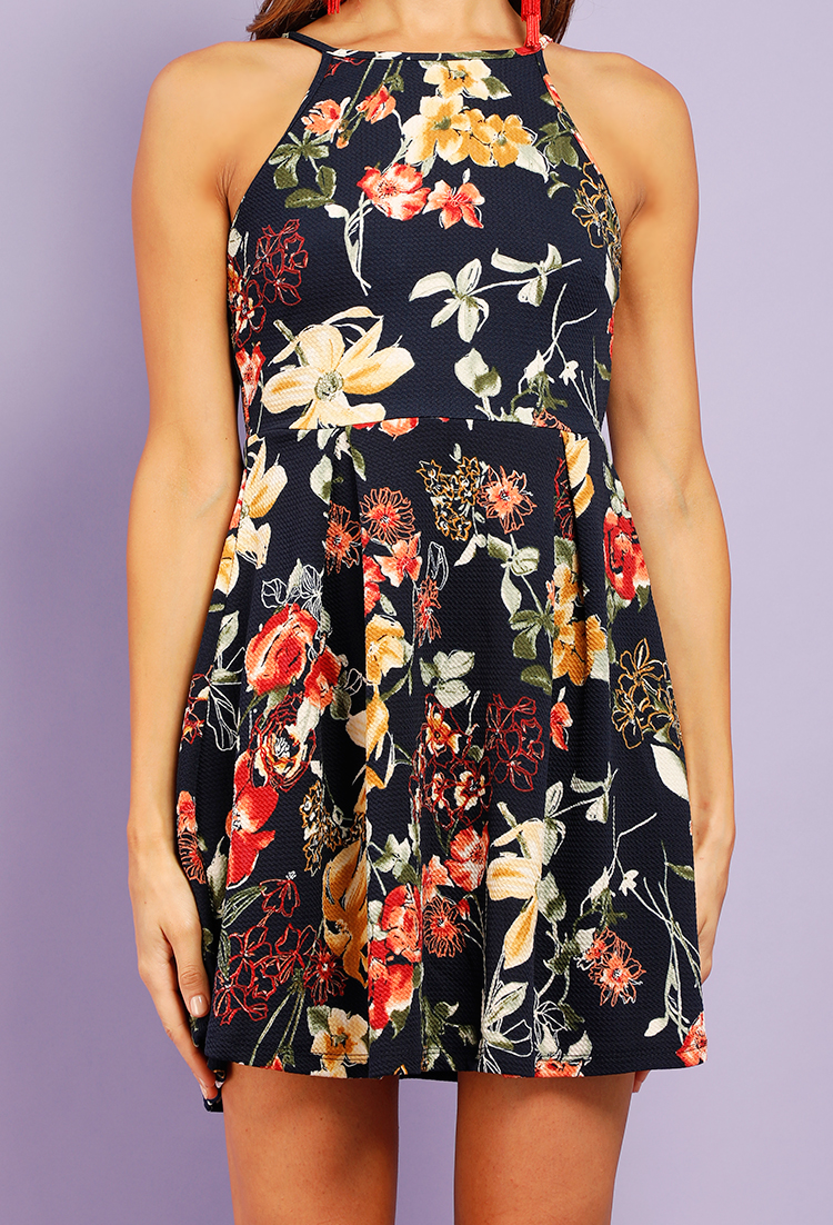 Floral Print Fit And Flare Dress