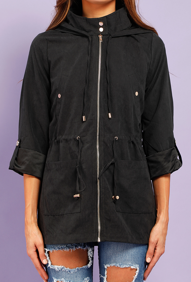 Hooded Roll-Up Sleeve Utility Jacket