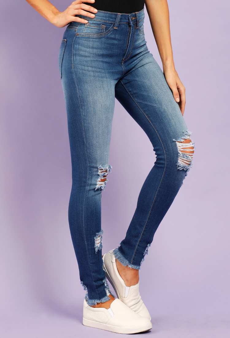 Distressed Two-Pocket High-Rise Jeans