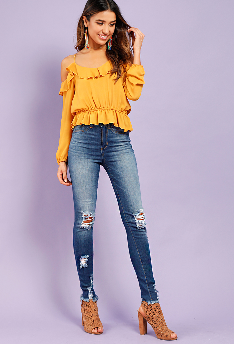Distressed Two-Pocket High-Rise Jeans