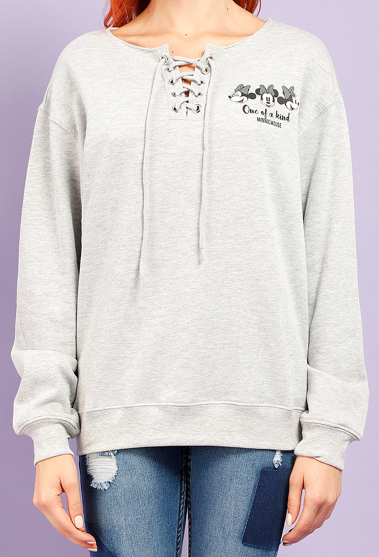 Minnie Mouse Graphic Lace-Up Fleece Sweatshirt