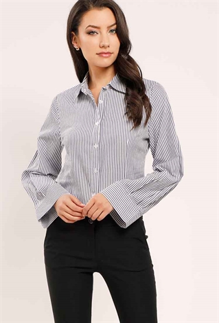 Bell-Sleeve Striped Shirt