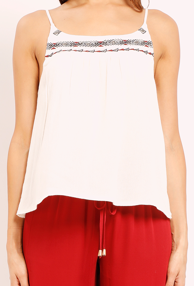 Abstract Embroidered Cami Top