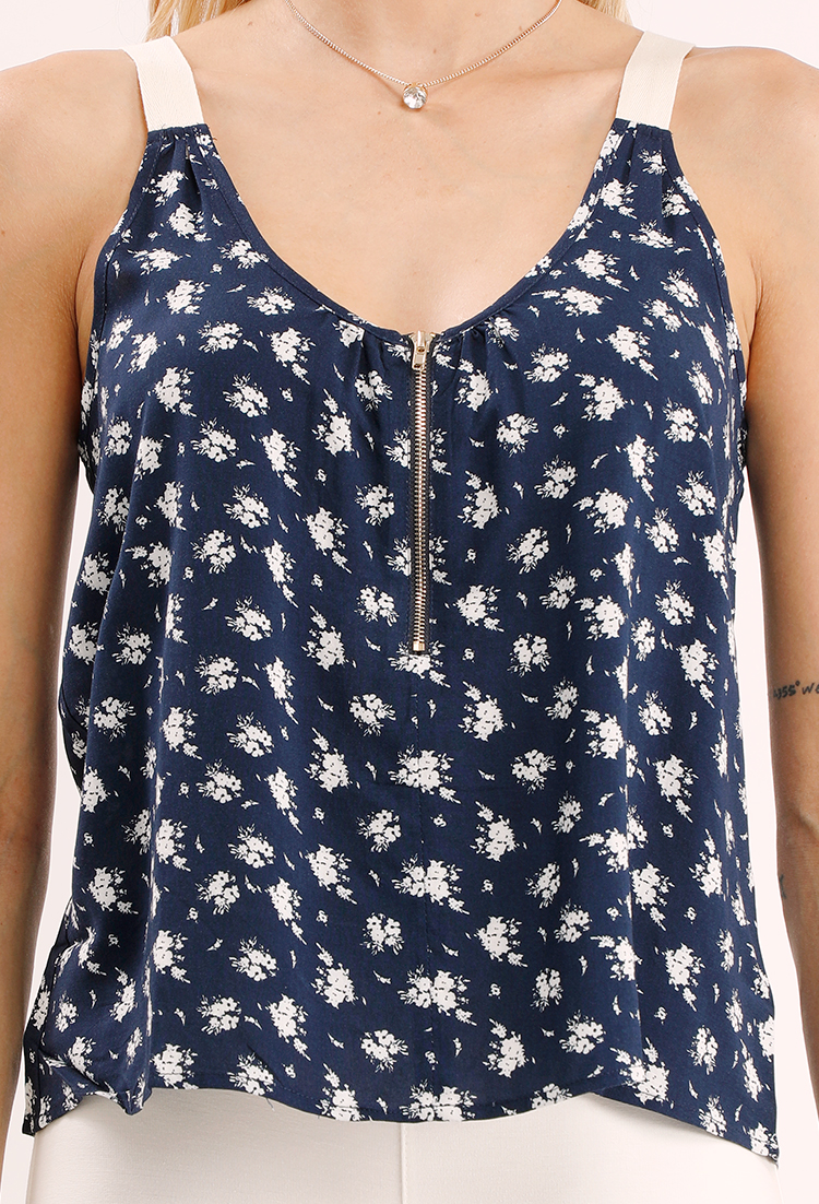 Floral Printed Zippered Cami