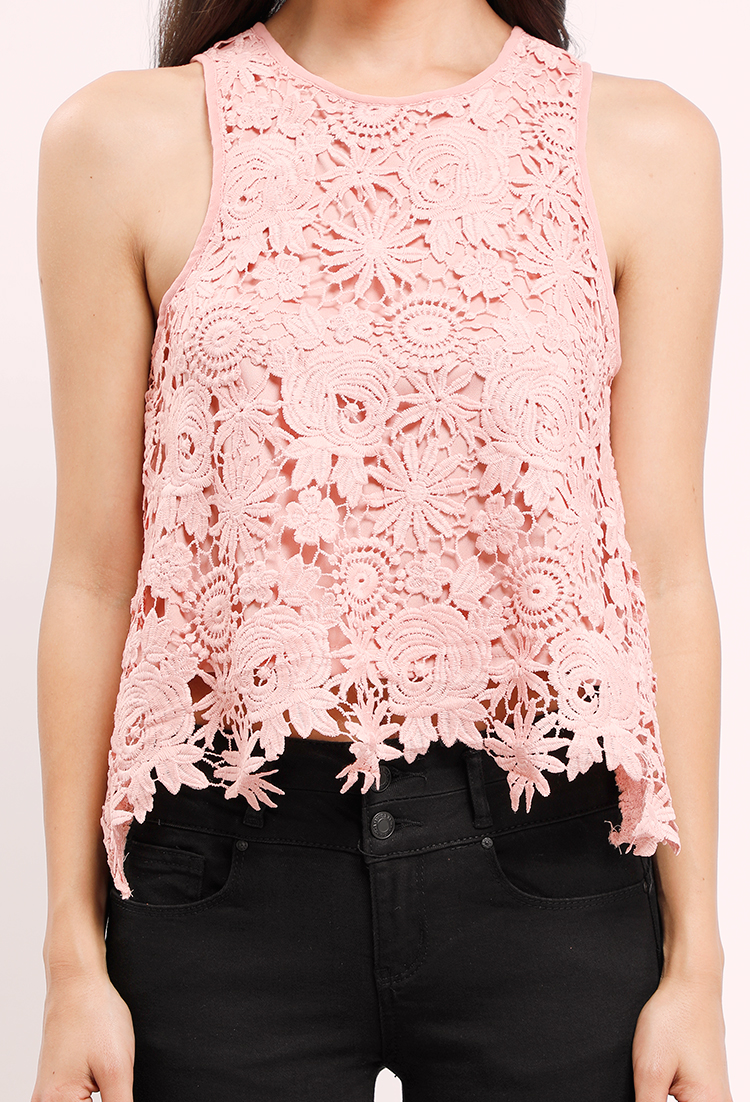 Layered Crochet Floral Tank Top