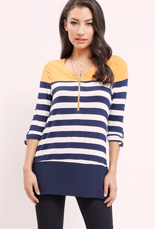 Striped Zippered Top
