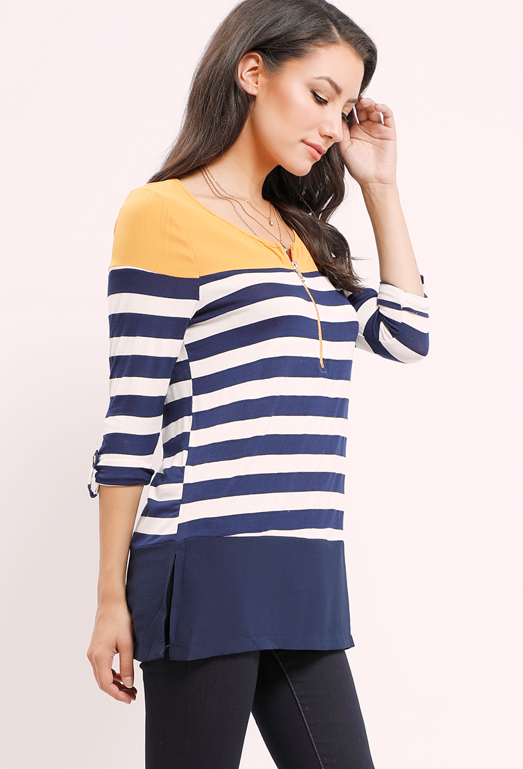 Striped Zippered Top