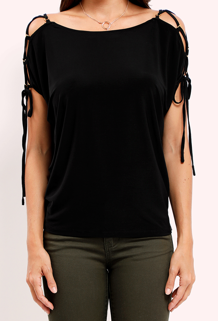 Lace-Up Sleeve Detail Top