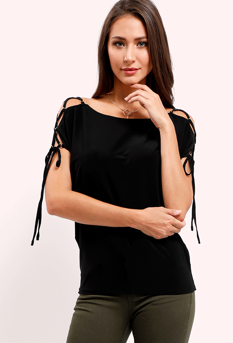 Lace-Up Sleeve Detail Top