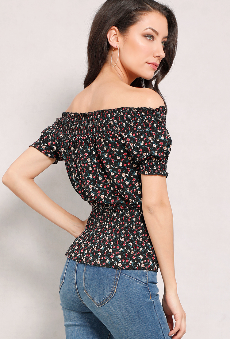  Lace-Up Off-The-Shoulder Top