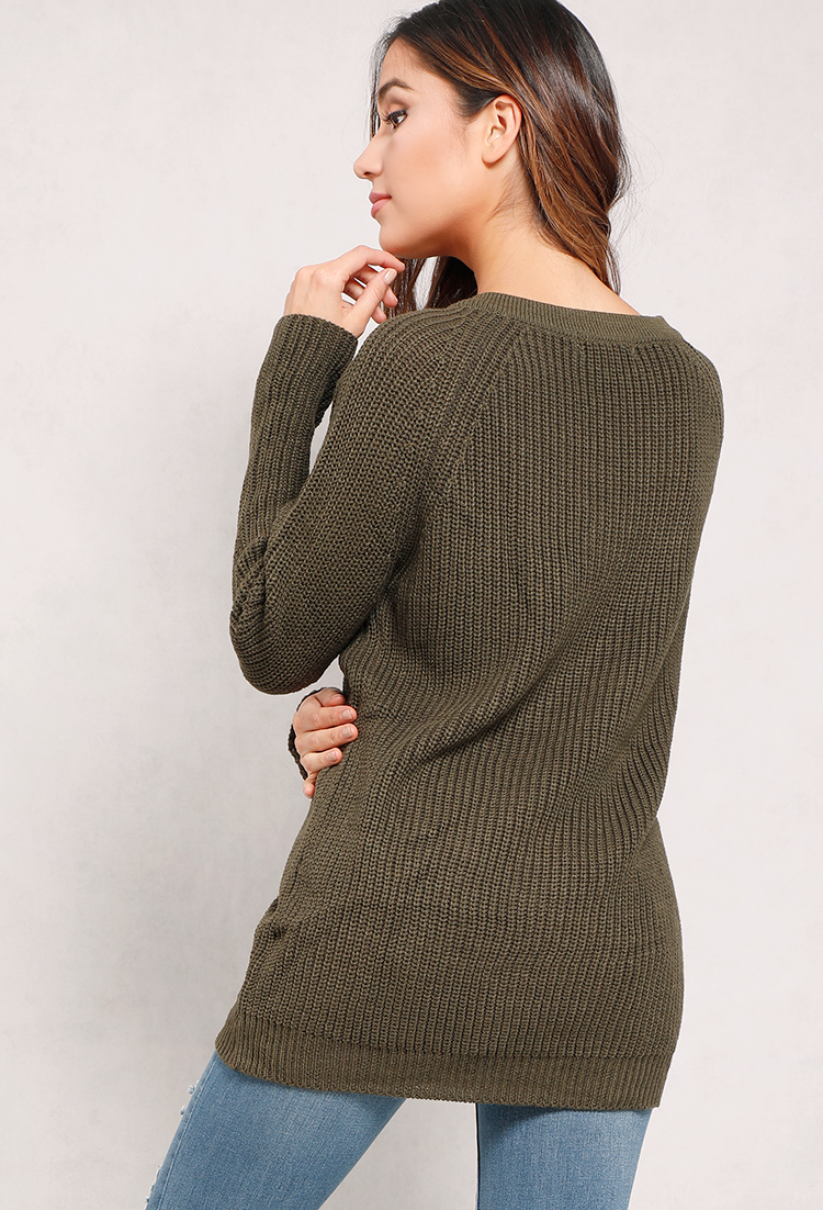 Lace-Up Crew Sweater