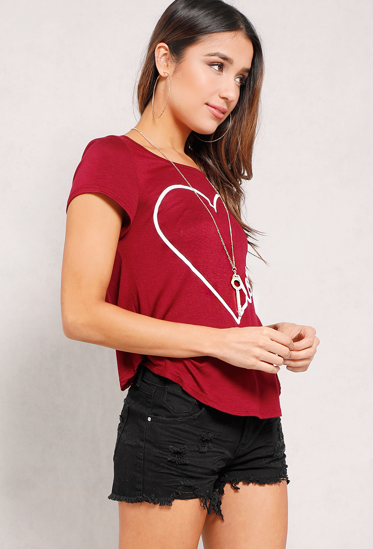 Love Graphic Tee W/Necklace