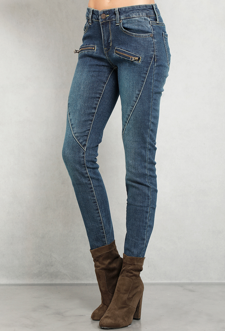 Zipper Detail Skinny Jeans