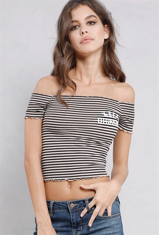 Keep Drinking Graphic Ribbed Crop Top