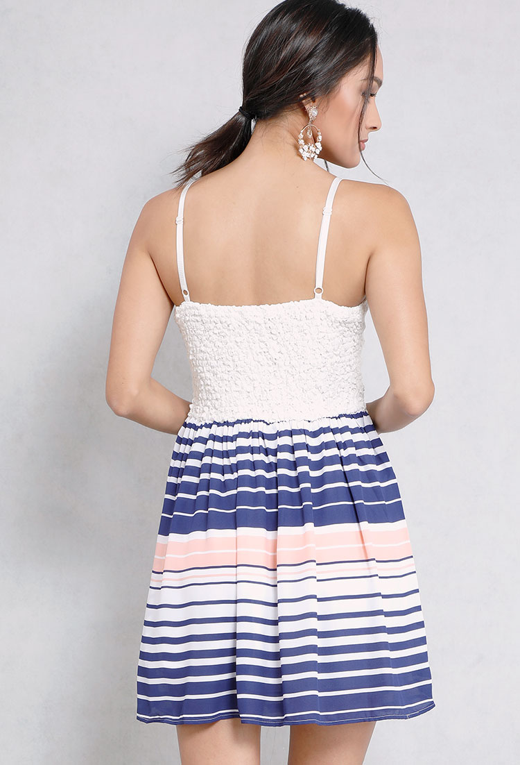 Smocked Crochet Top Stripe Dress