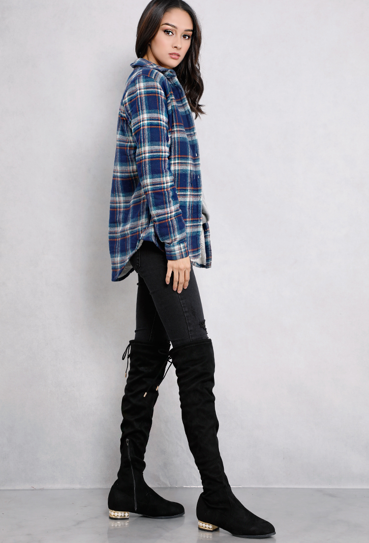 Fully-Lined Faux Sherpa Plaid Flannel