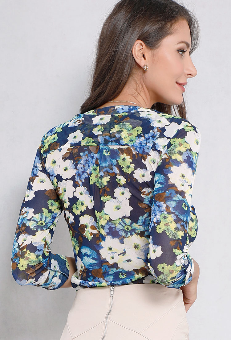 Floral Patterned Roll Up Top