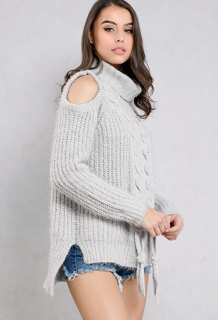 Heavy Cable Knit Turtleneck Sweater | Shop Old Tops at Papaya Clothing