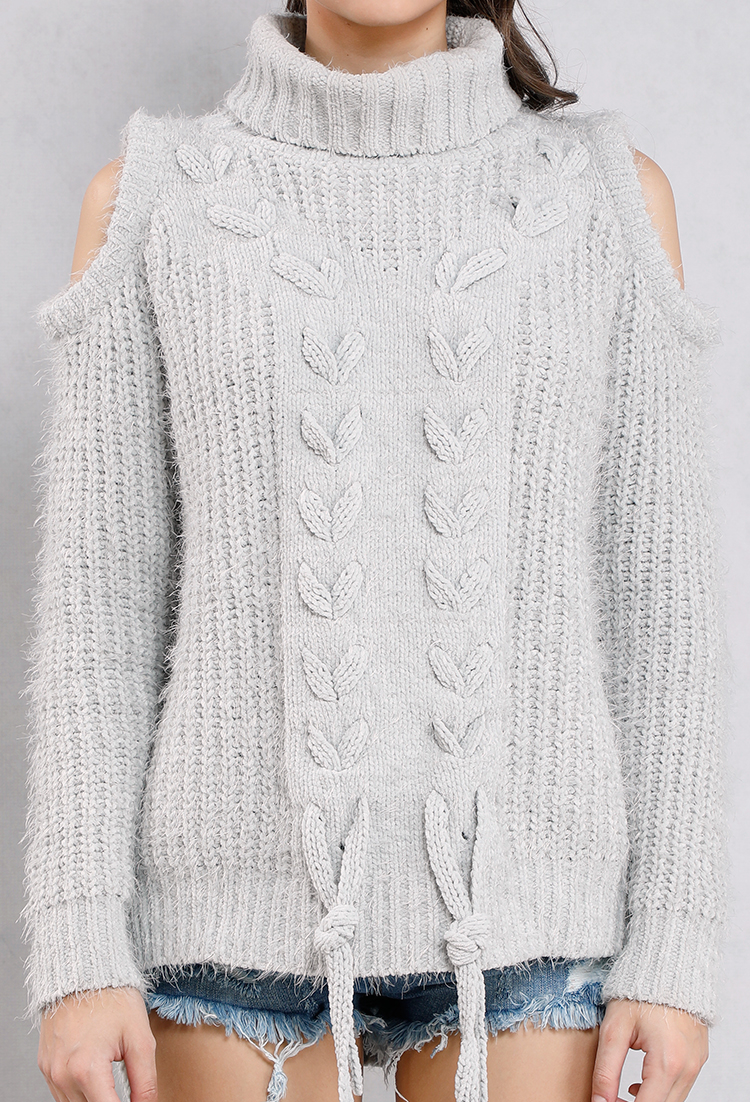 Heavy Cable Knit Turtleneck Sweater