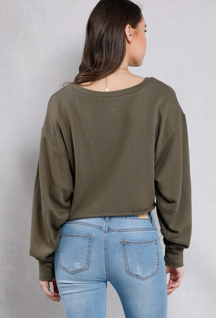 Raw-Cut Cropped Sweatshirt