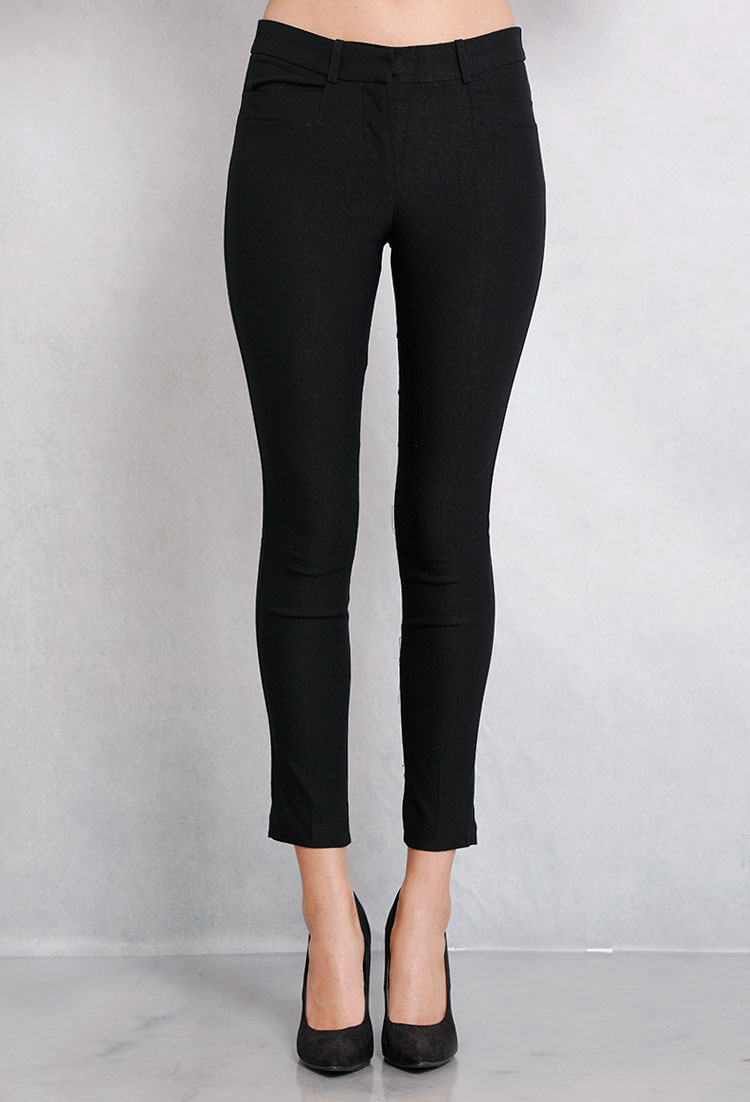 Cropped Mid-Rise Dress Pants