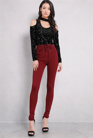 High-Rise Lace Up Leggings