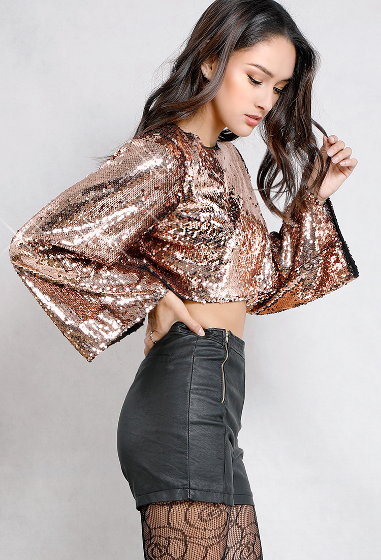 Sequin Cropped Top