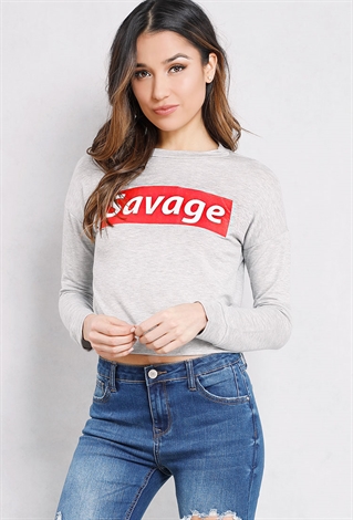 Savage Graphic Cropped Sweater