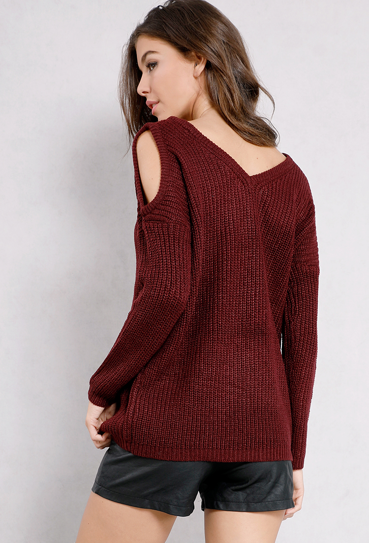 Open-Shoulder Knit Sweater
