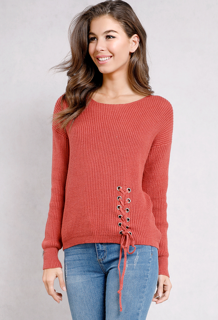 Lace-Up Knit Sweater