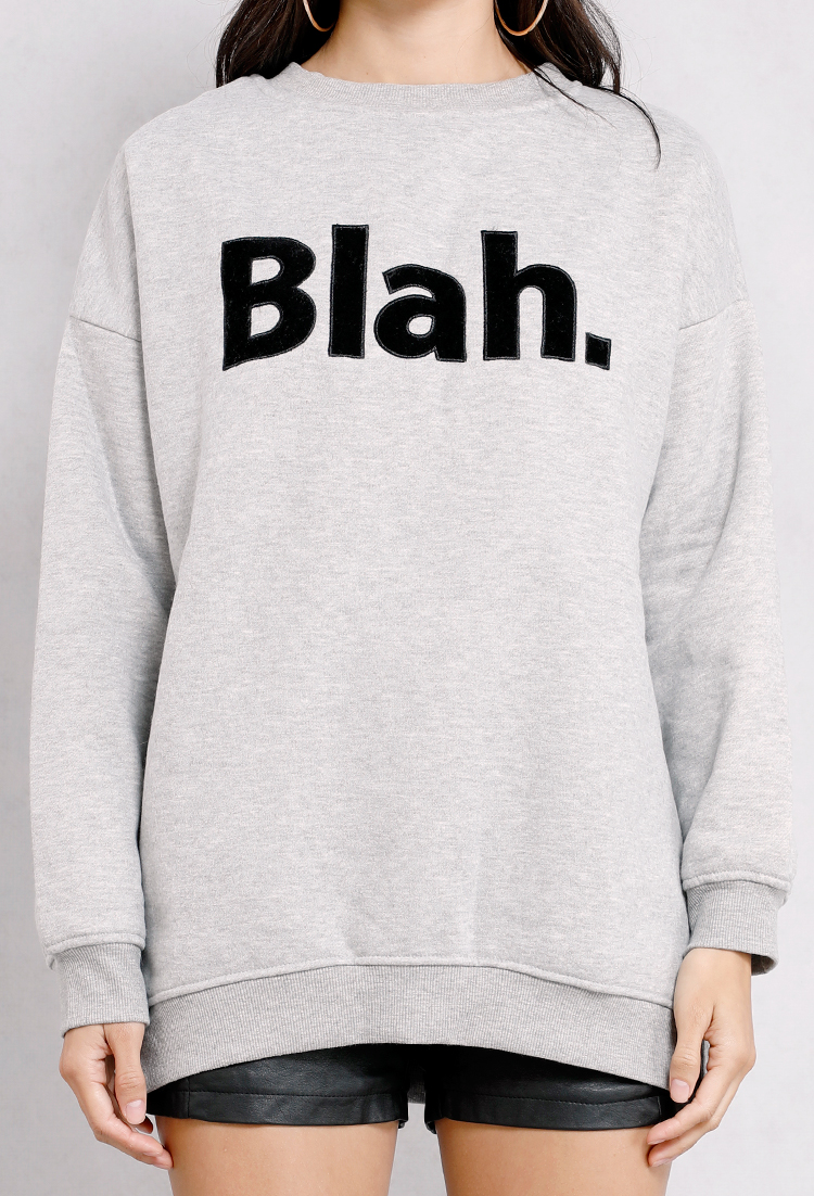 Blah Embroidered Graphic Sweatshirt