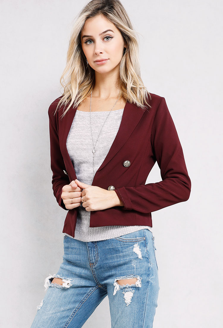 Double-Breasted Button Blazer