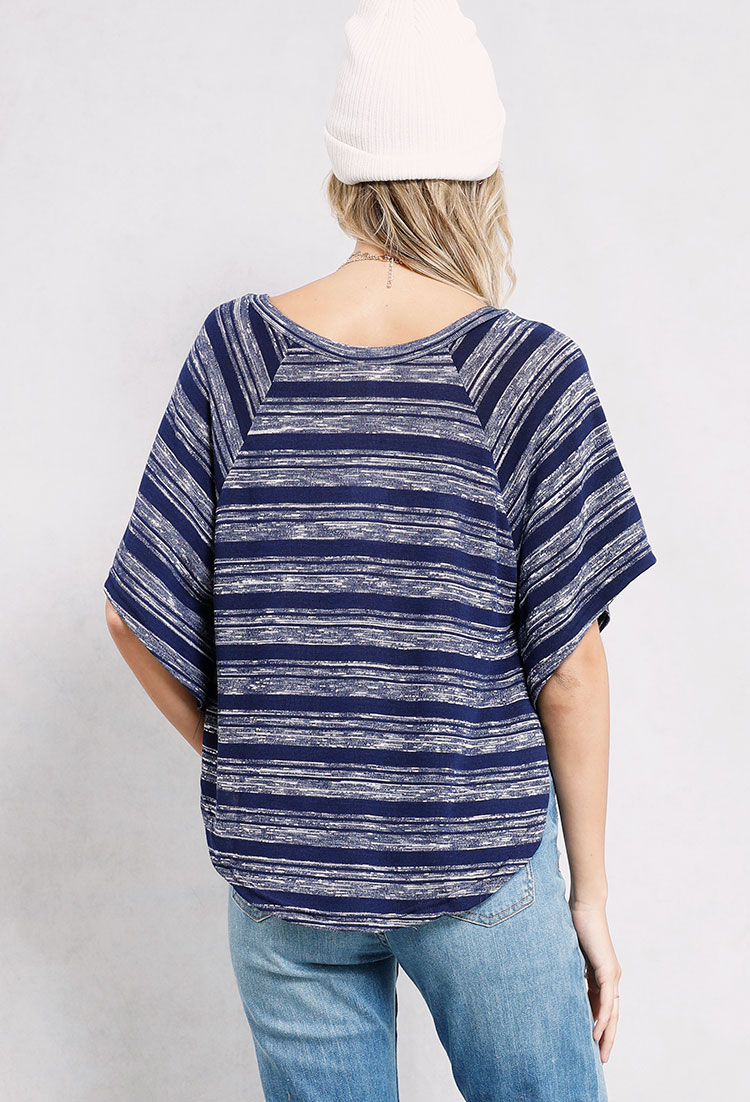 Striped Batwing V-Neck Top