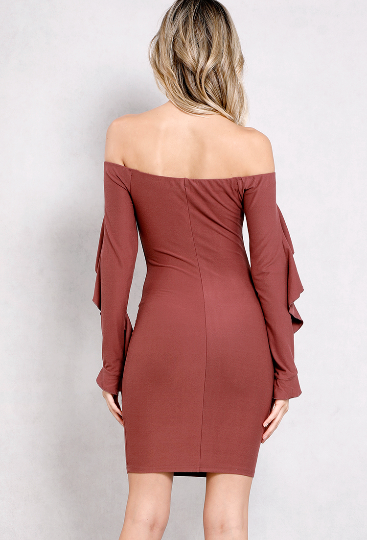 Ruffled Off-The-Shoulder Bodycon Dress