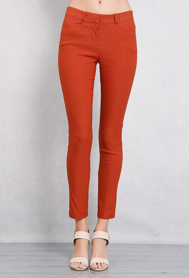 Cropped Mid-Rise Dress Pants